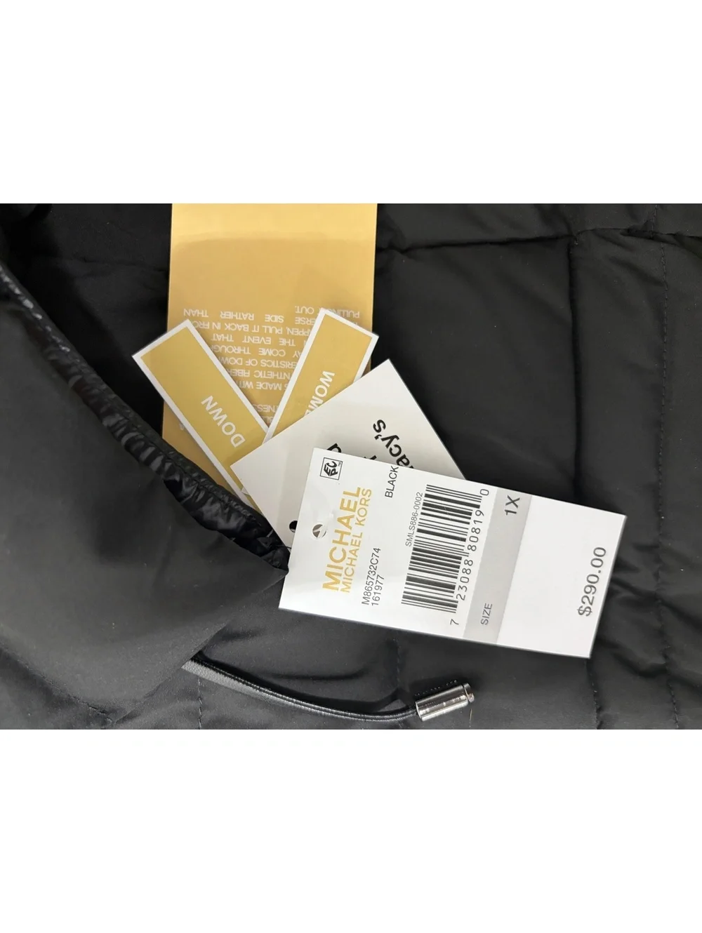 Michael Kors Women's Black Down Puffer Coat with Hood Size 1X (New with Tags)